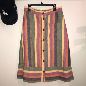 Madewell Rainbow Stripe Midi Skirt